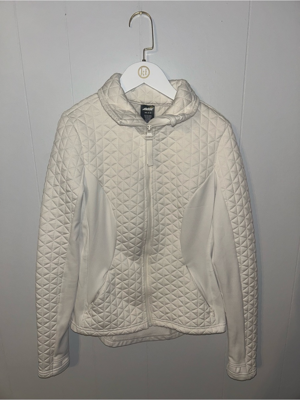 Avia Quilted Full-Zip Bomber Jacket in Off-White